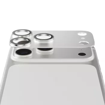 Ochraniacz aparatu PanzerGlass Fender dla iPhone 17 Pro — srebrny, silikonowy, odporny na zarysowania i wstrząsy