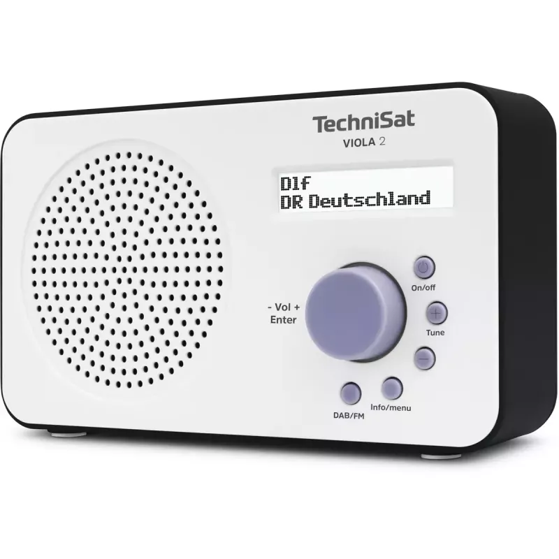 Przenośne radio cyfrowe TECHNISAT 0000/3906 — DAB/DAB+/FM, 1 W RMS, LCD, 3.5 mm, białe/czarne, 0,338 kg