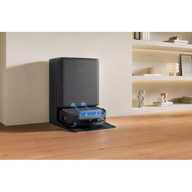 Robot odkurzacz Ecovacs DEEBOT T90 PRO OMNI — bezworkowy pojemnik na kurz 0,25 l, czas pracy 350 min, Li‑Ion 4000 mAh, czarny