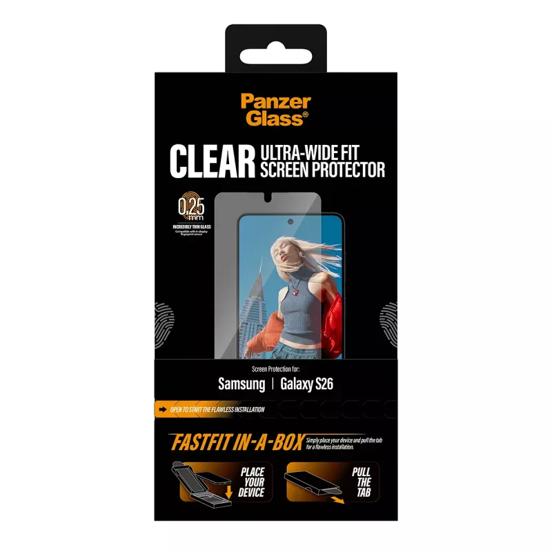 Folia ochronna PanzerGlass do Samsung New Galaxy S 2026 — Ultra-Wide Fit, PET+silikon, FASTFIT