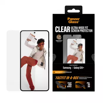 Folia ochronna PanzerGlass do Samsung New Galaxy S 2026 Plus — Ultra‑Wide Fit, PET+Silikon, FASTFIT