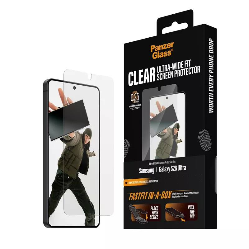 Folia ochronna PanzerGlass do Samsung New Galaxy S2026 Ultra — Folia PET Ultra-Wide, FASTFIT, przezroczysta