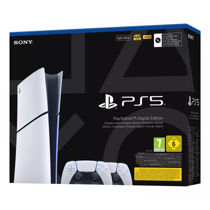 Konsola do gier Sony PlayStation 5 cienki Digital 825 GB SSD, Wi‑Fi, Bluetooth, HDMI 2.1, biało-czarna