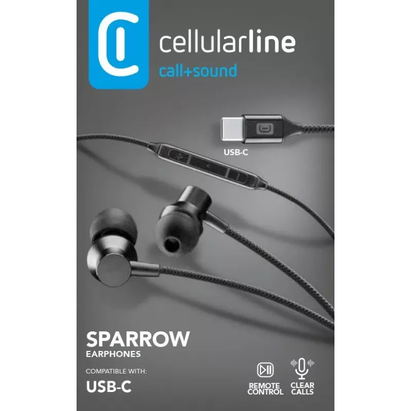 Słuchawki douszne stereo Cellularline SPARROW z mikrofonem i pilotem