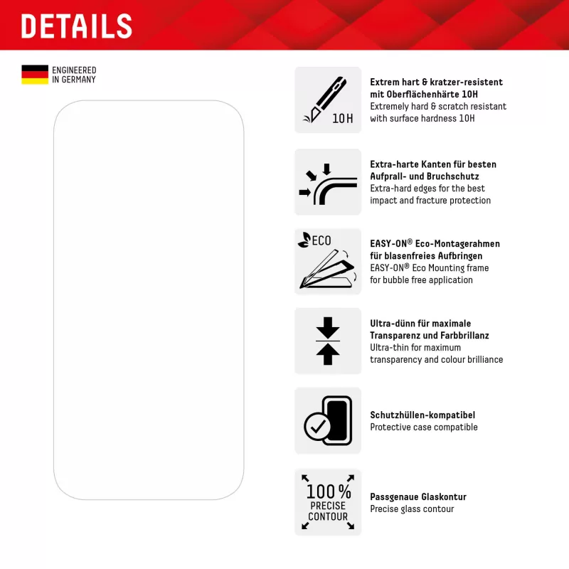 Displex Ochrona ekranu + etui do Apple iPhone 15 Pro Max, Eco ramka montażowa, odporna na zarysowania