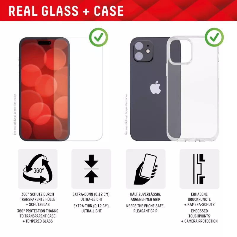 Displex Ochrona ekranu + etui do Apple iPhone 15 Pro Max, Eco ramka montażowa, odporna na zarysowania