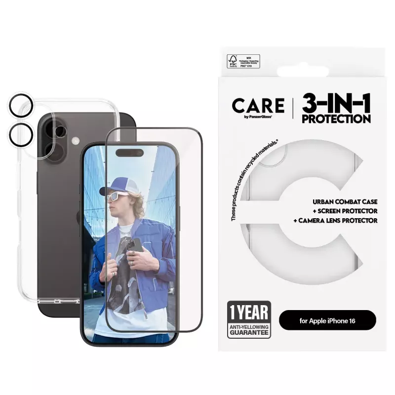 PanzerGlass ® | CARE by ® Flagship 3-w-1 Bundle iPhone 16