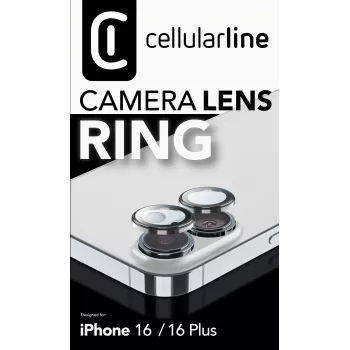 Cellularline Camera Lens Ring - iPhone 16/16 Plus Szkło hartowane do ochrony aparatu