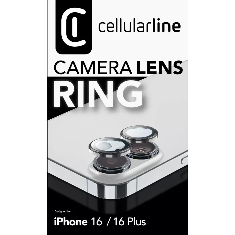 Cellularline Camera Lens Ring - iPhone 16/16 Plus Szkło hartowane do ochrony aparatu