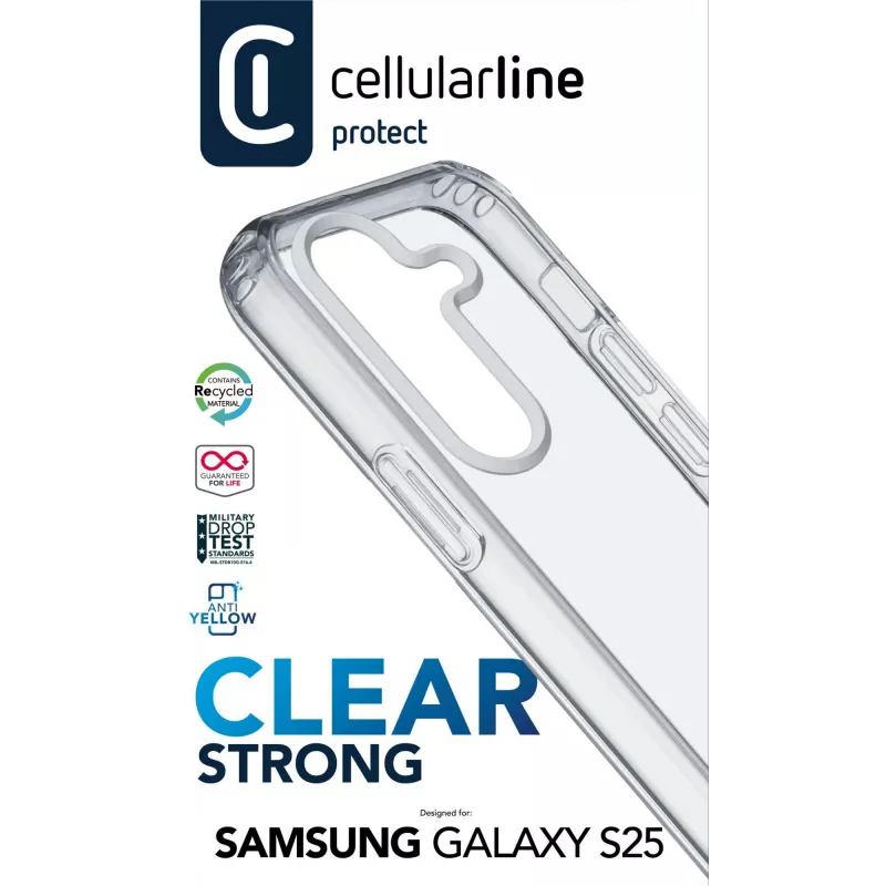 Cellularline Clear Protect - Galaxy S25 twarde etui z gumowymi krawędziami