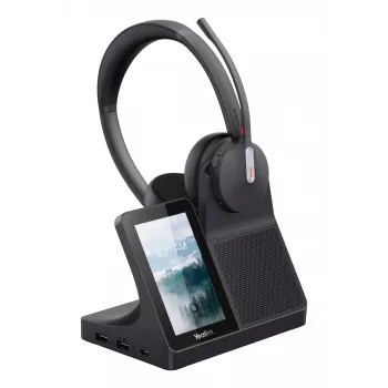 Zestaw słuchawkowy Yealink WH64 Dual — przewodowy i bezprzewodowy Bluetooth, nauszny, pałąk nagłowny, zasięg 50 m, czarny
