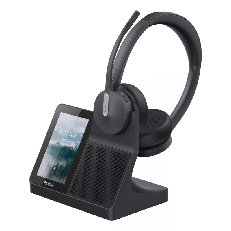 Zestaw słuchawkowy Yealink WH64 Dual — przewodowy i bezprzewodowy Bluetooth, nauszny, pałąk nagłowny, zasięg 50 m, czarny
