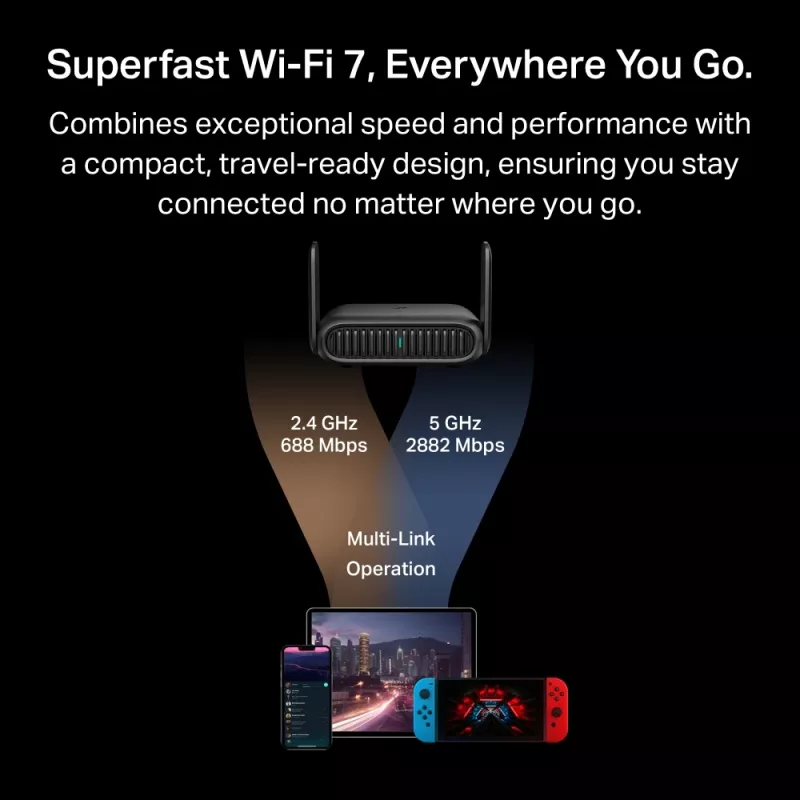 TP-Link BE3600 Wi-Fi 7 router bezprzewodowy 2.5 Gigabit Ethernet Dwupasmowy (2.4 GHz / 5 GHz) Czarny