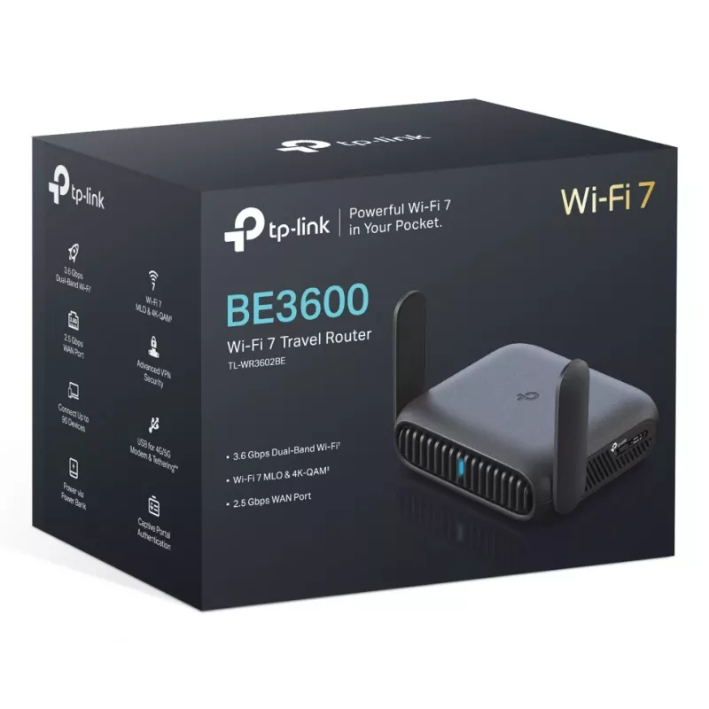 TP-Link BE3600 Wi-Fi 7 router bezprzewodowy 2.5 Gigabit Ethernet Dwupasmowy (2.4 GHz / 5 GHz) Czarny