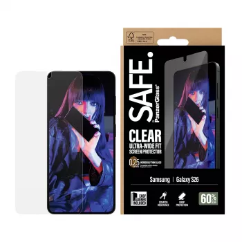 Folia ochronna PanzerGlass SAFE by do Samsung New Galaxy S 2026 — Ultra-Wide Fit, PET+Silikon, Przezroczysta