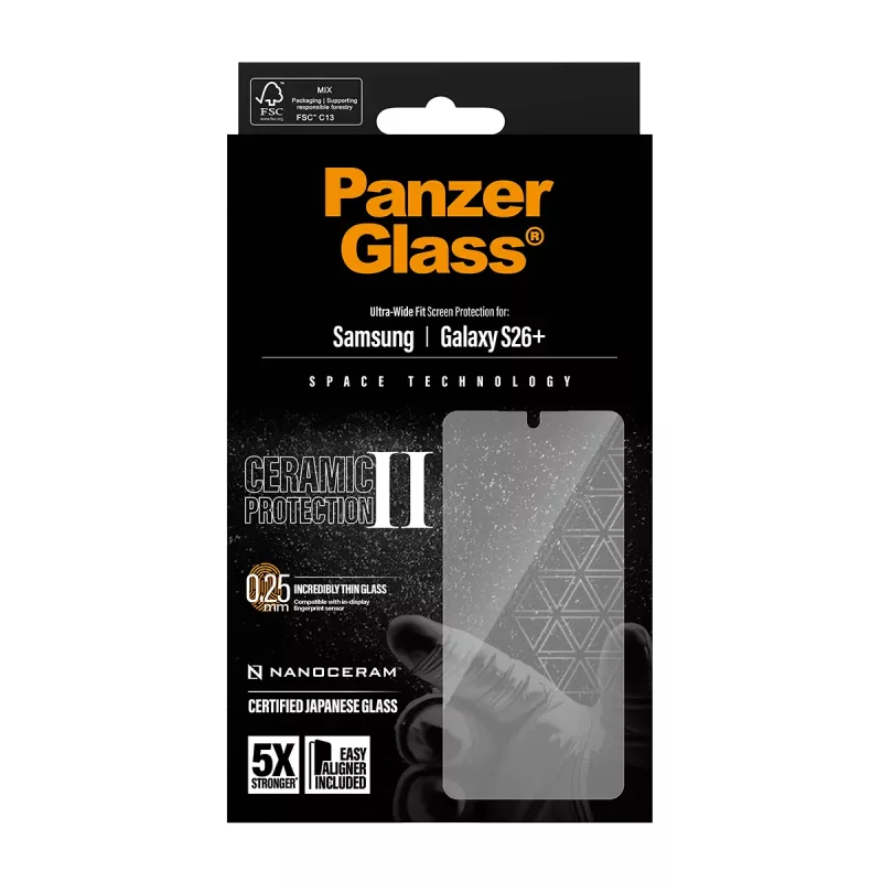 PanzerGlass ® Ceramic Ochrona ekranu Samsung Galaxy S26+ | Ultra-Wide Fit z EasyAligner