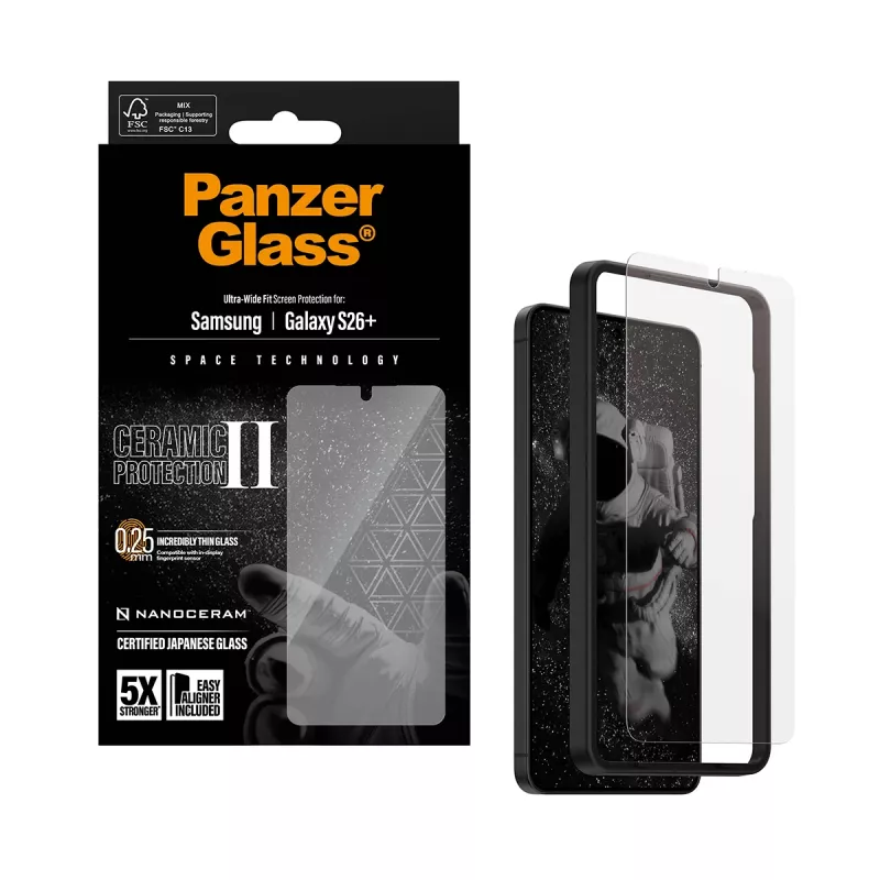 PanzerGlass ® Ceramic Ochrona ekranu Samsung Galaxy S26+ | Ultra-Wide Fit z EasyAligner