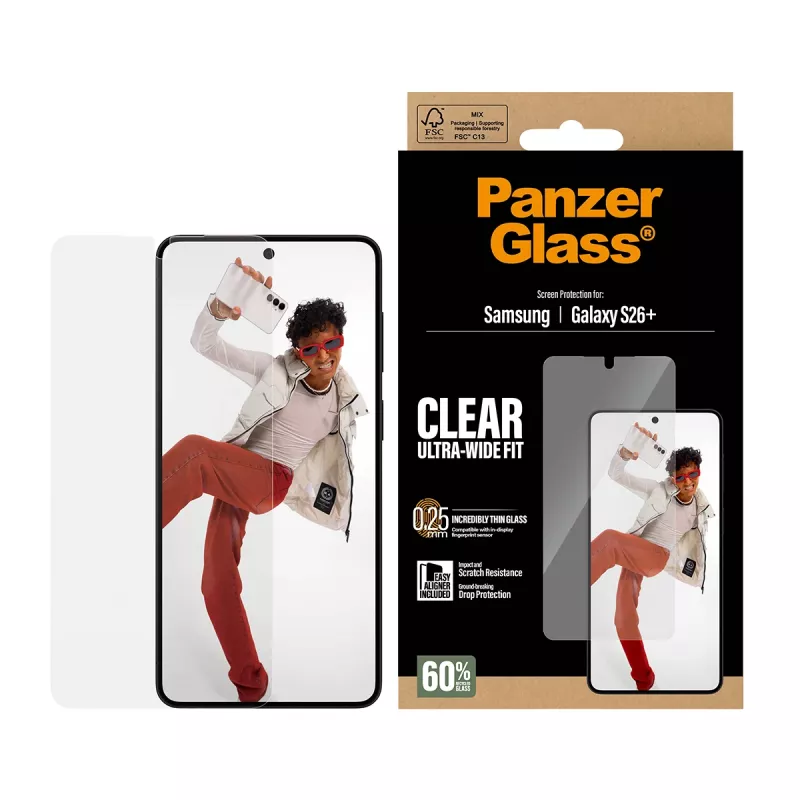 Szkło hartowane ochronne PanzerGlass na Samsung Galaxy S26+ — U-Wide Fit z EasyAligner