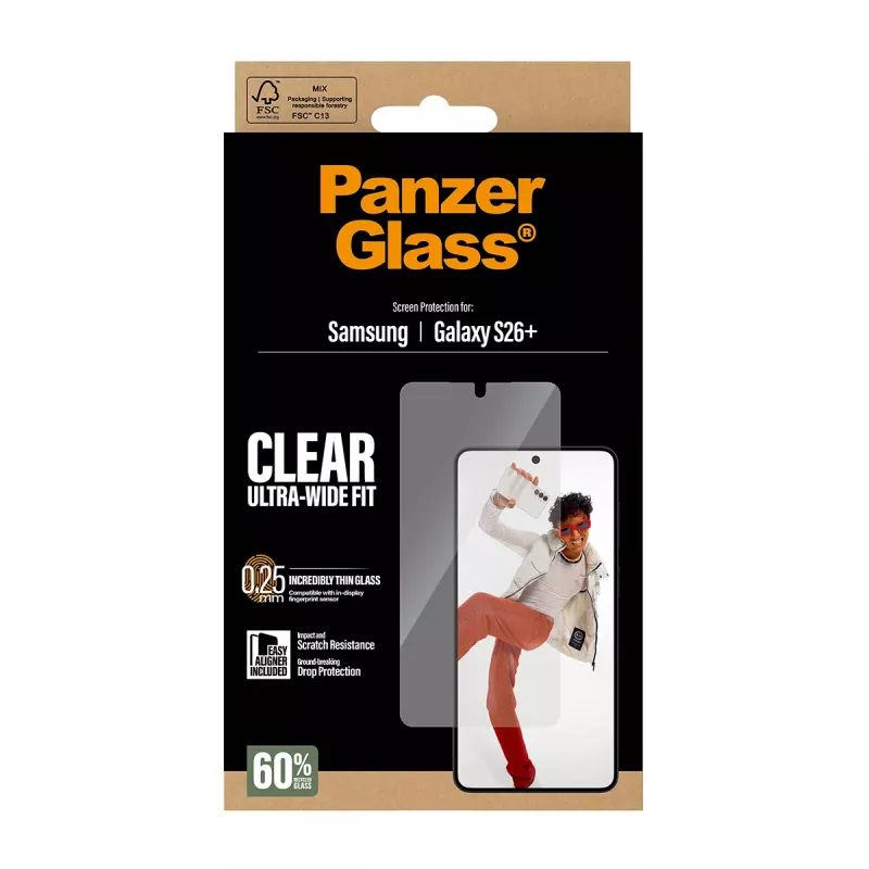 Szkło hartowane ochronne PanzerGlass na Samsung Galaxy S26+ — U-Wide Fit z EasyAligner