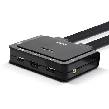 Lindy 2 Port HDMI 18G, USB Type C, USB 2.0 i Audio KVM Switch kablowy