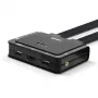 Lindy 2 Port HDMI 18G, USB Type C, USB 2.0 i Audio KVM Switch kablowy