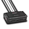 Lindy 2-portowy przełącznik KVM HDMI 4K60, USB 2.0 i Audio z kablami, 4096 x 2160 pikseli, 4K Ultra HD, montaż w szafie rack, czarny