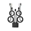 Lindy 2-portowy przełącznik KVM HDMI 4K60, USB 2.0 i Audio z kablami, 4096 x 2160 pikseli, 4K Ultra HD, montaż w szafie rack, czarny