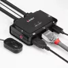 Lindy 2-portowy przełącznik KVM HDMI 4K60, USB 2.0 i Audio z kablami, 4096 x 2160 pikseli, 4K Ultra HD, montaż w szafie rack, czarny