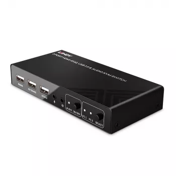 Lindy 2 Port HDMI 4K60, USB 2.0 i Audio KVM Switch, 4096 x 2160 pikseli, 4K Ultra HD, Czarny