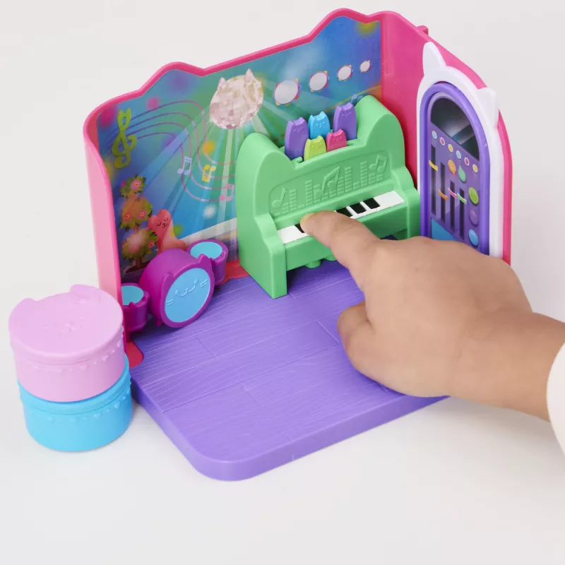 Gabby's Dollhouse, Groovy Music Room z figurką Daniela Jamesa Catnipa, 2 akcesoria, 2 meble i 2 przesyłki, zabawki dla dzieci od 3 lat
