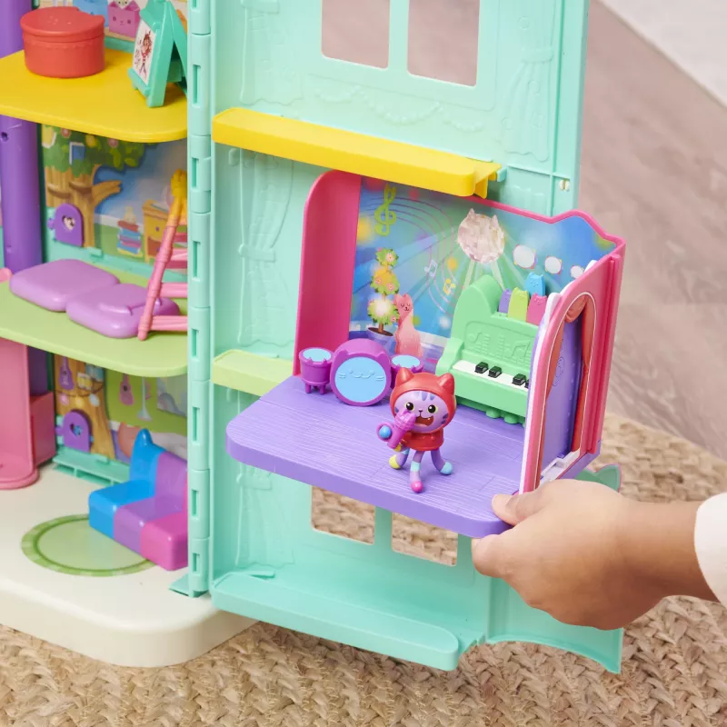 Gabby's Dollhouse, Groovy Music Room z figurką Daniela Jamesa Catnipa, 2 akcesoria, 2 meble i 2 przesyłki, zabawki dla dzieci od 3 lat