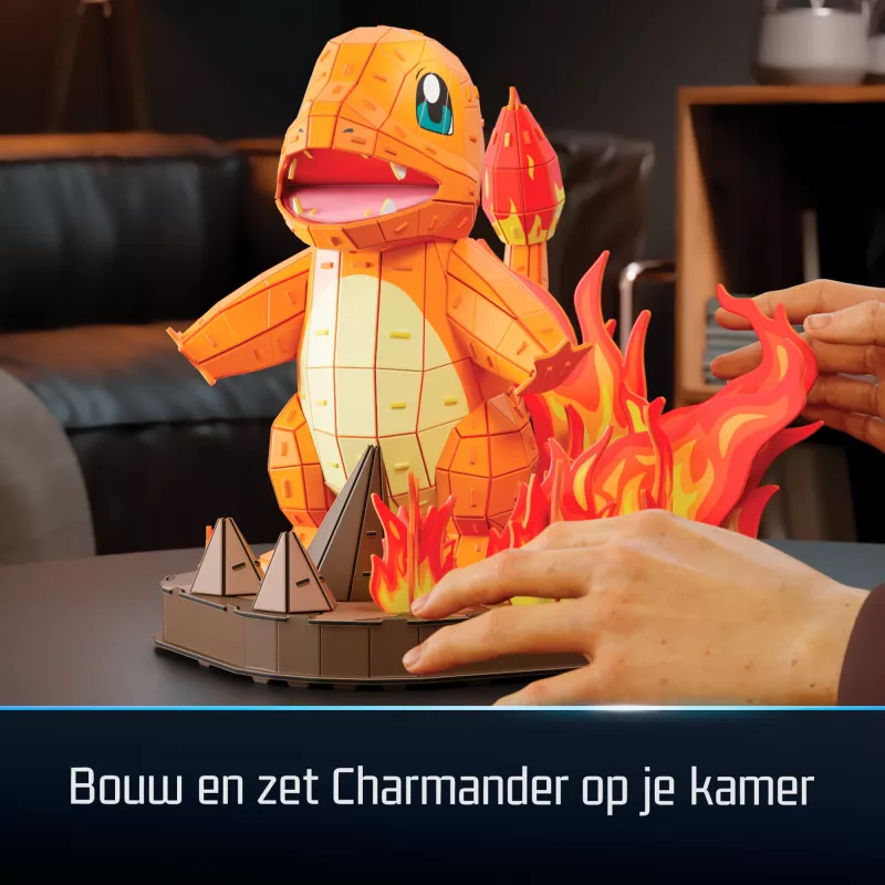 4D Build, zestaw modeli 3D Pokémon Charmander, figurka Pokémon, kolekcja Kanto First Partner, dekoracja na biurko, 241 elementów, od 12 lat