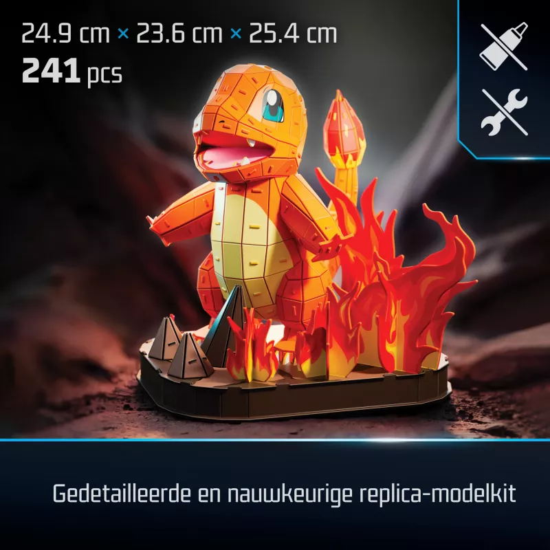 4D Build, zestaw modeli 3D Pokémon Charmander, figurka Pokémon, kolekcja Kanto First Partner, dekoracja na biurko, 241 elementów, od 12 lat