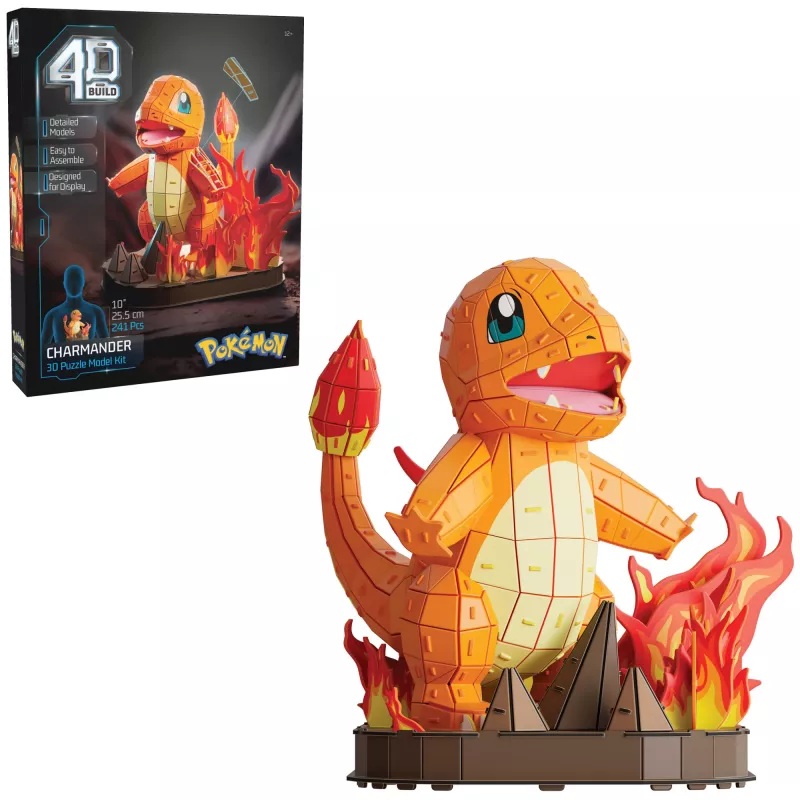 4D Build, zestaw modeli 3D Pokémon Charmander, figurka Pokémon, kolekcja Kanto First Partner, dekoracja na biurko, 241 elementów, od 12 lat
