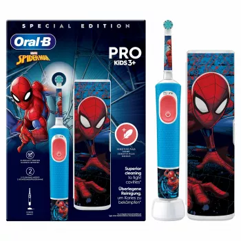 Oral-B Vitality Pro Kids Spiderman obrotowo-oscylacyjna szczoteczka do zębów dla dzieci niebieska, czerwona