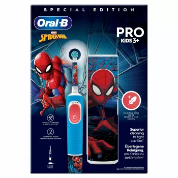 Oral-B Vitality Pro Kids Spiderman obrotowo-oscylacyjna szczoteczka do zębów dla dzieci niebieska, czerwona