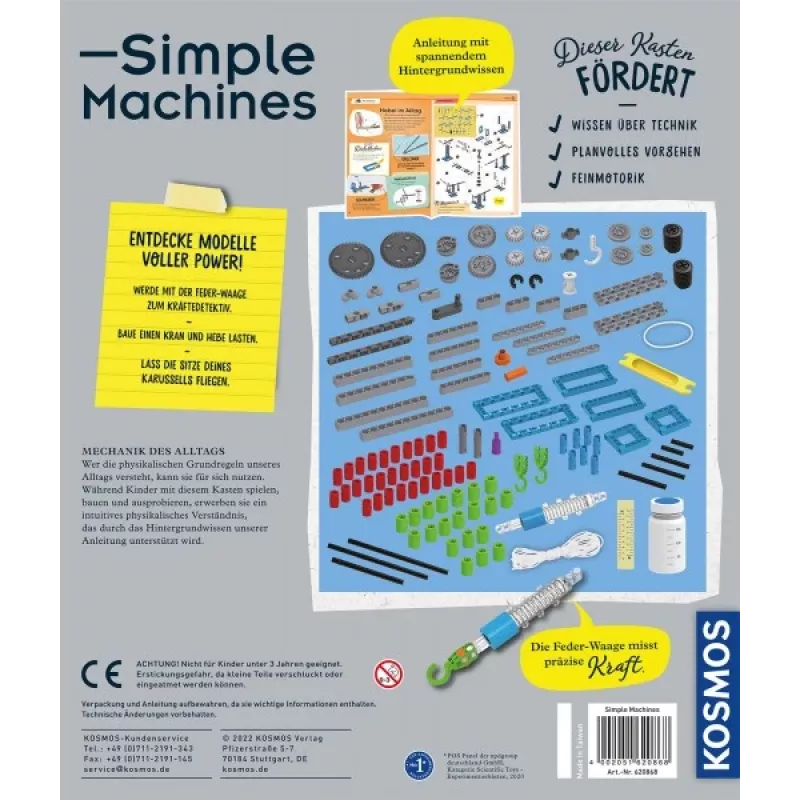Kosmos Simple Machines, Zestaw eksperymentalny, Fizyka, 8 lat, Wielokolorowy