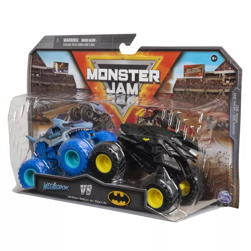 Monster Jam, Oficjalne Die-Cast Monster Trucki Batman vs. Megalodon, Skala 1:64, Zabawki dla Chłopców od 3 lat