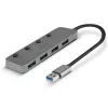 Lindy 4-portowy hub USB 3.0 z przełącznikami wł./wył.