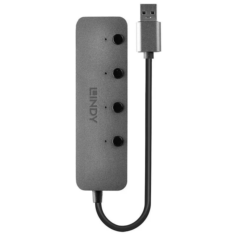 Lindy 4-portowy hub USB 3.0 z przełącznikami wł./wył.