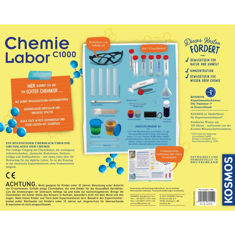 Kosmos Chemielabor C1000, Zestaw doświadczalny, Chemia, 10 lat