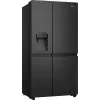 Hisense Side by Side Fridge RS818N4TFE, Freestanding, American Door, Czarny, Touch, LED, On-Door Display