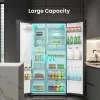 Hisense Side by Side Fridge RS818N4TFE, Freestanding, American Door, Czarny, Touch, LED, On-Door Display