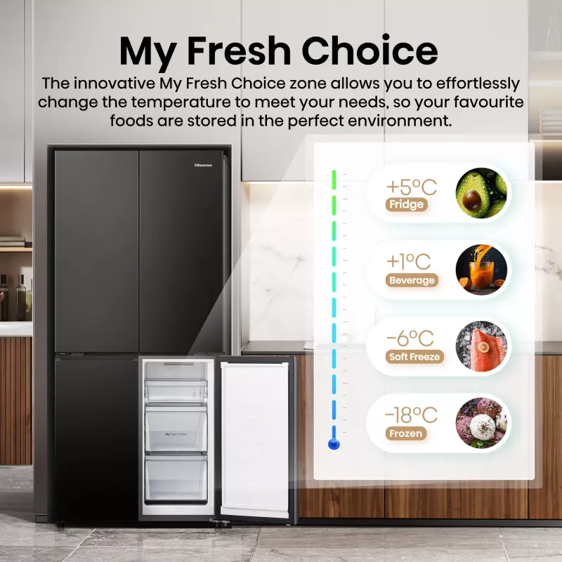 Hisense RQ5P470SAFD Wolnostojąca 483 L Czarna, Stal nierdzewna