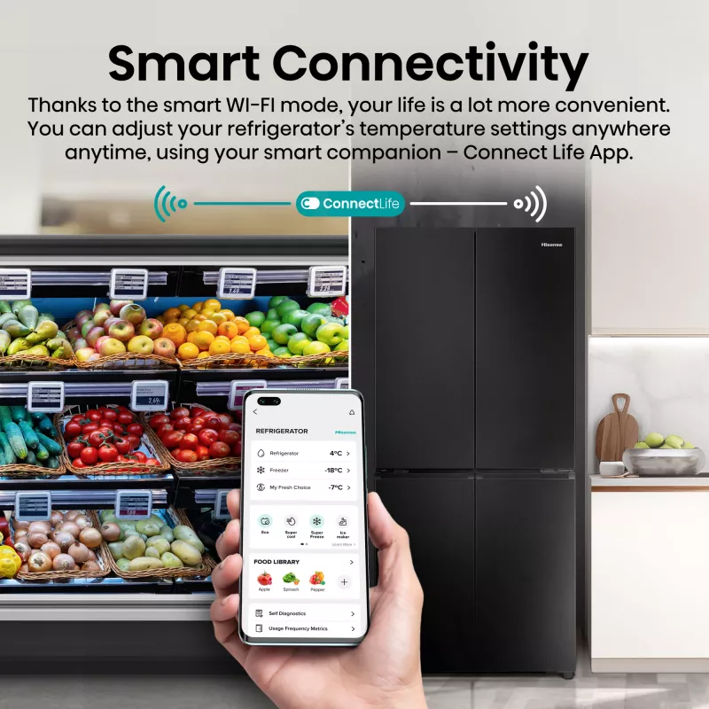 Hisense RQ5P470SAFD Wolnostojąca 483 L Czarna, Stal nierdzewna