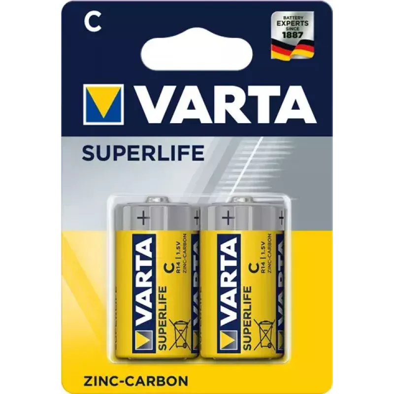 Bateria Varta Superlife C, cynkowo-węglowa, jednorazowego użytku, rozmiar C, 1,5 V, 50 mm