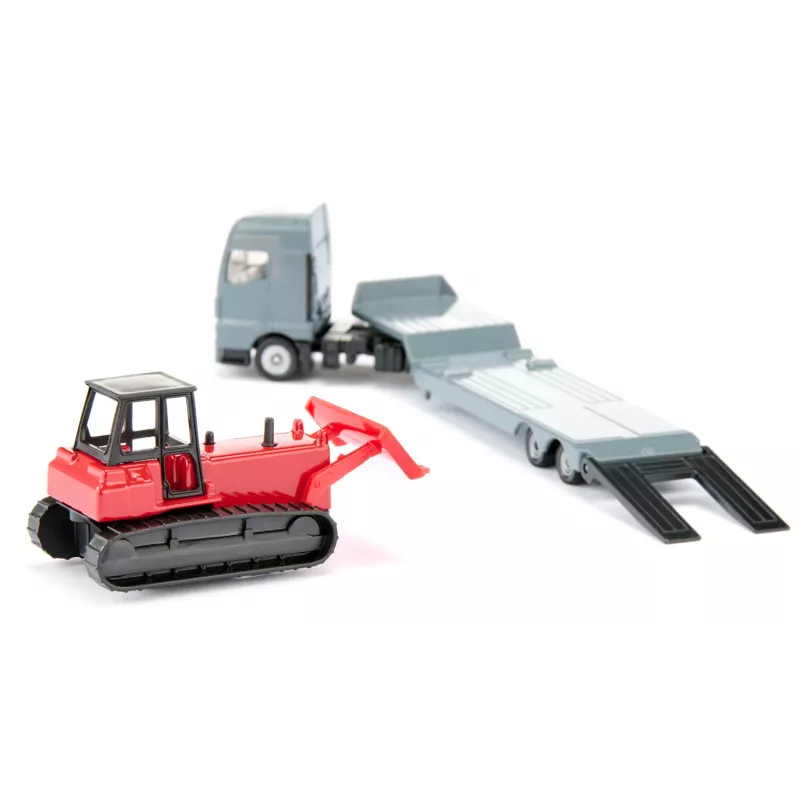 Siku Ciężarówka MAN z buldożerem, model Ciężarówka/Naczepa, 1:87, MAN, Szary, Czerwony, Chiny
