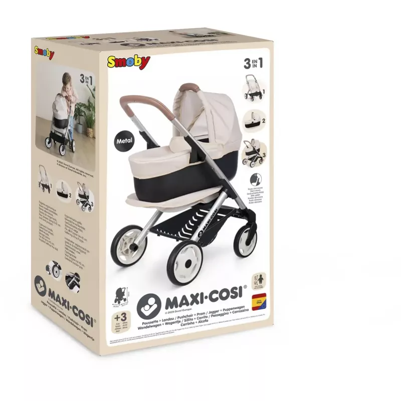 Wózek dla lalek 3-w-1 Simba-Dickie Smoby Maxi-Cosi beżowy
