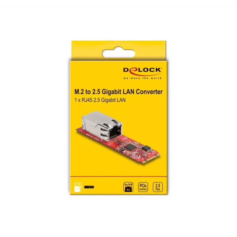 DeLOCK Konwerter M.2 Key B+M męski na RJ45 2,5 Gigabitowy port LAN