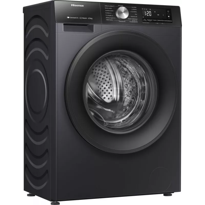 Hisense WD3S8043BB3 pralko-suszarka Wolnostojąca Ładowanie od przodu Czarny